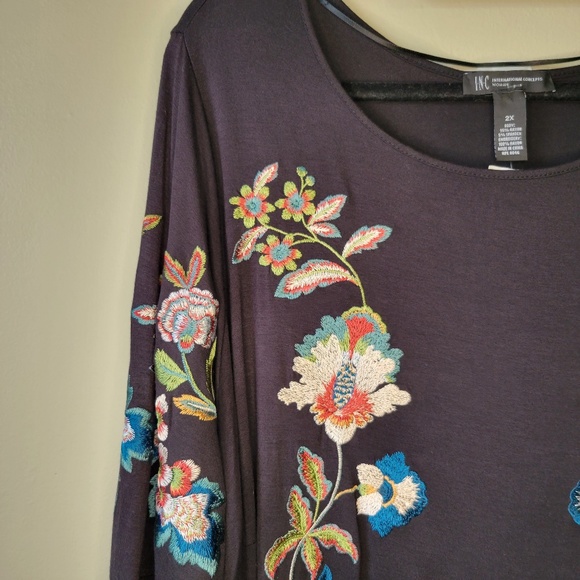 Anna Sui Loves INC International Concepts Embroidered Bell Sleeve Top Size 2XL - Picture 6 of 15